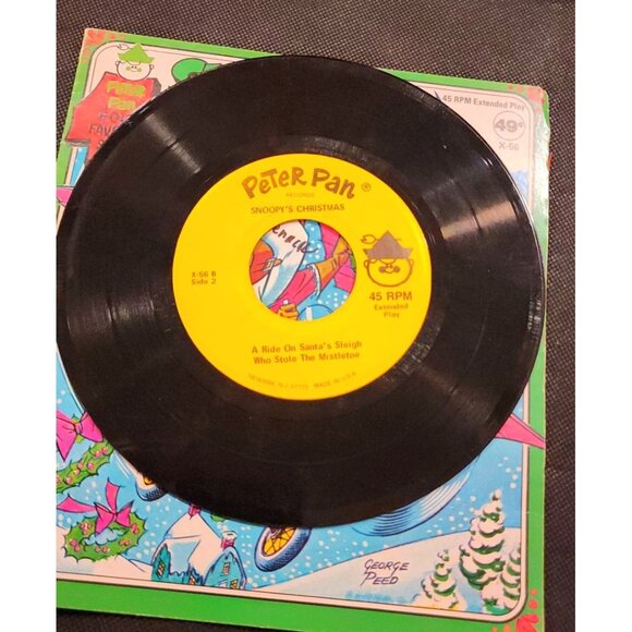 "Snoopys Christmas" 7" Vinyl Record By Peter Pan Records - Picture 9 of 10